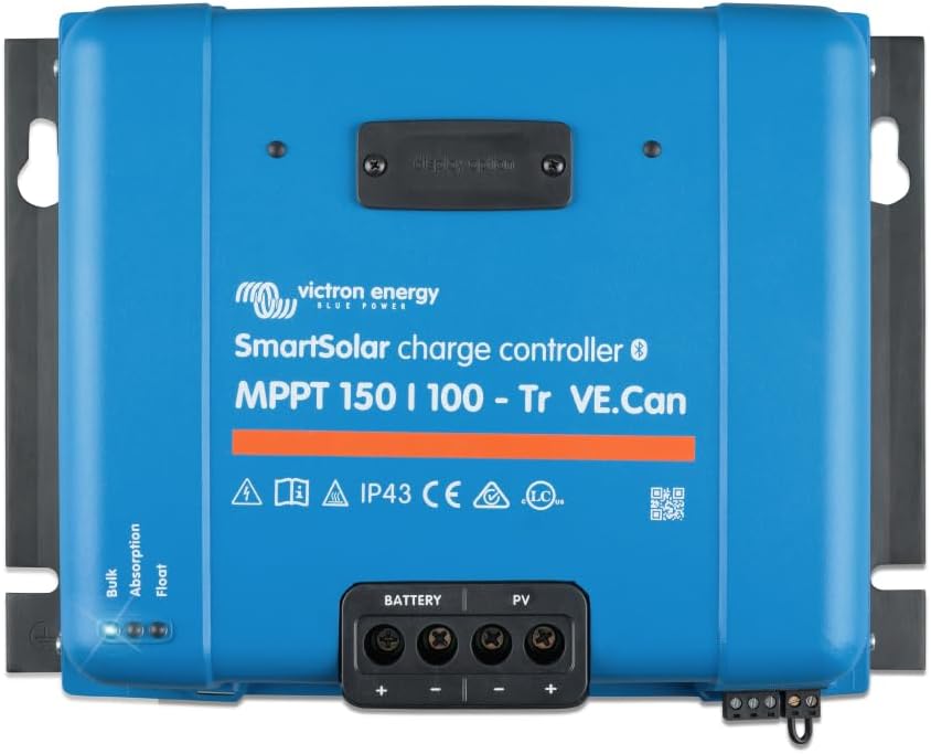 Victron Energy SmartSolar MPPT Tr VE. Can Solar Charge Controller (Bluetooth) - Charge Controllers for Solar Panels - 150V, 100 amp, 12/24/36/48-Volt