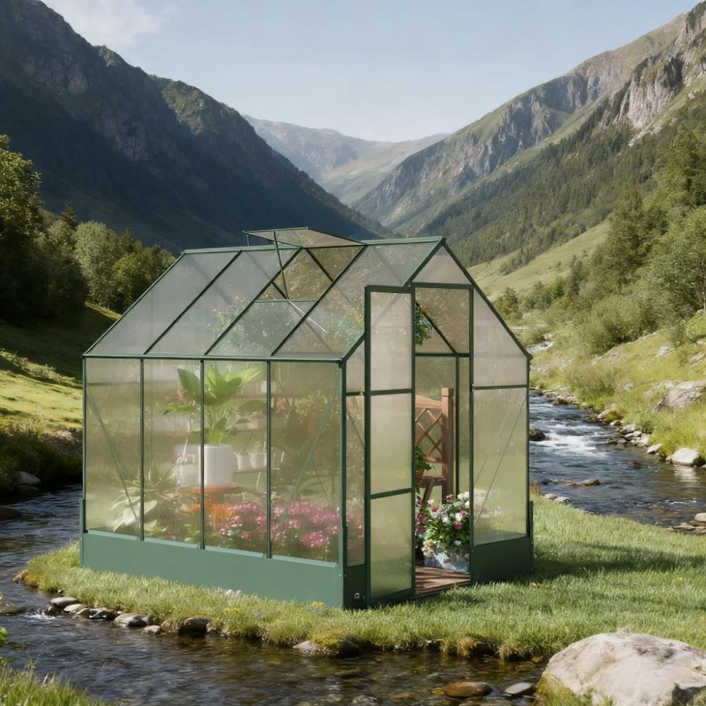 Walk-in Greenhouses Kit for Outdoors Winter Greenhouse Plastic Outdoor Greenhouse Heavy Duty Polycarbonate Garden House,g,8*6ft