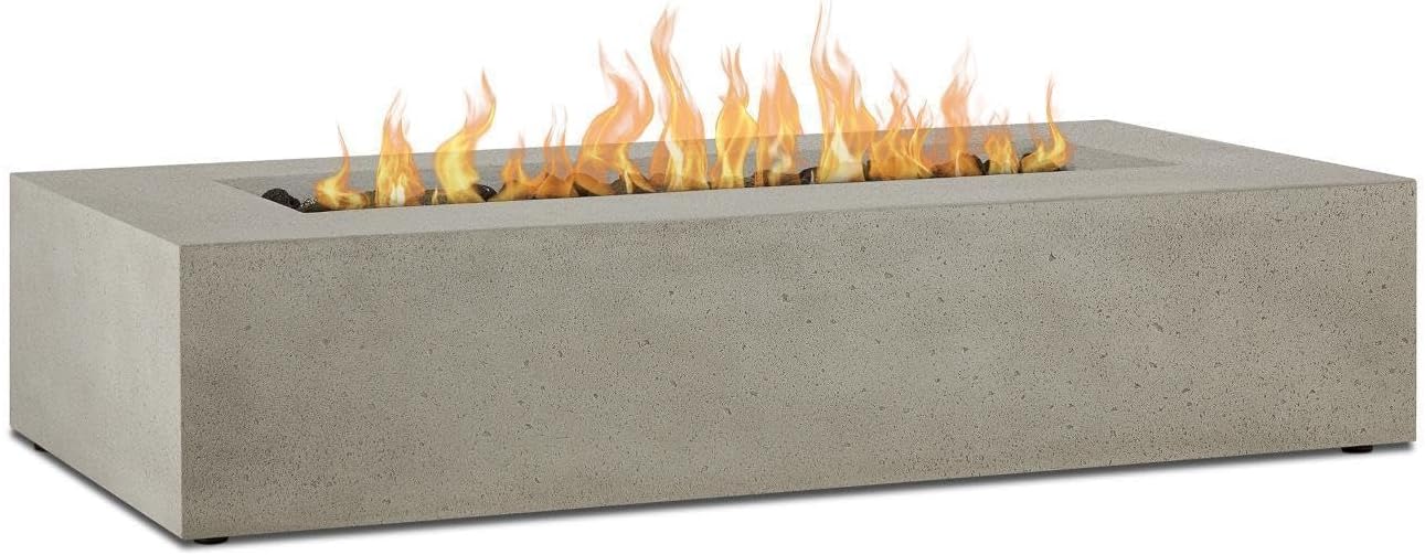 BBQGuys Signature La Valle 56-Inch Rectangle Natural Gas Fire Table - Flint (Ships as Propane w/Conversion Kit)