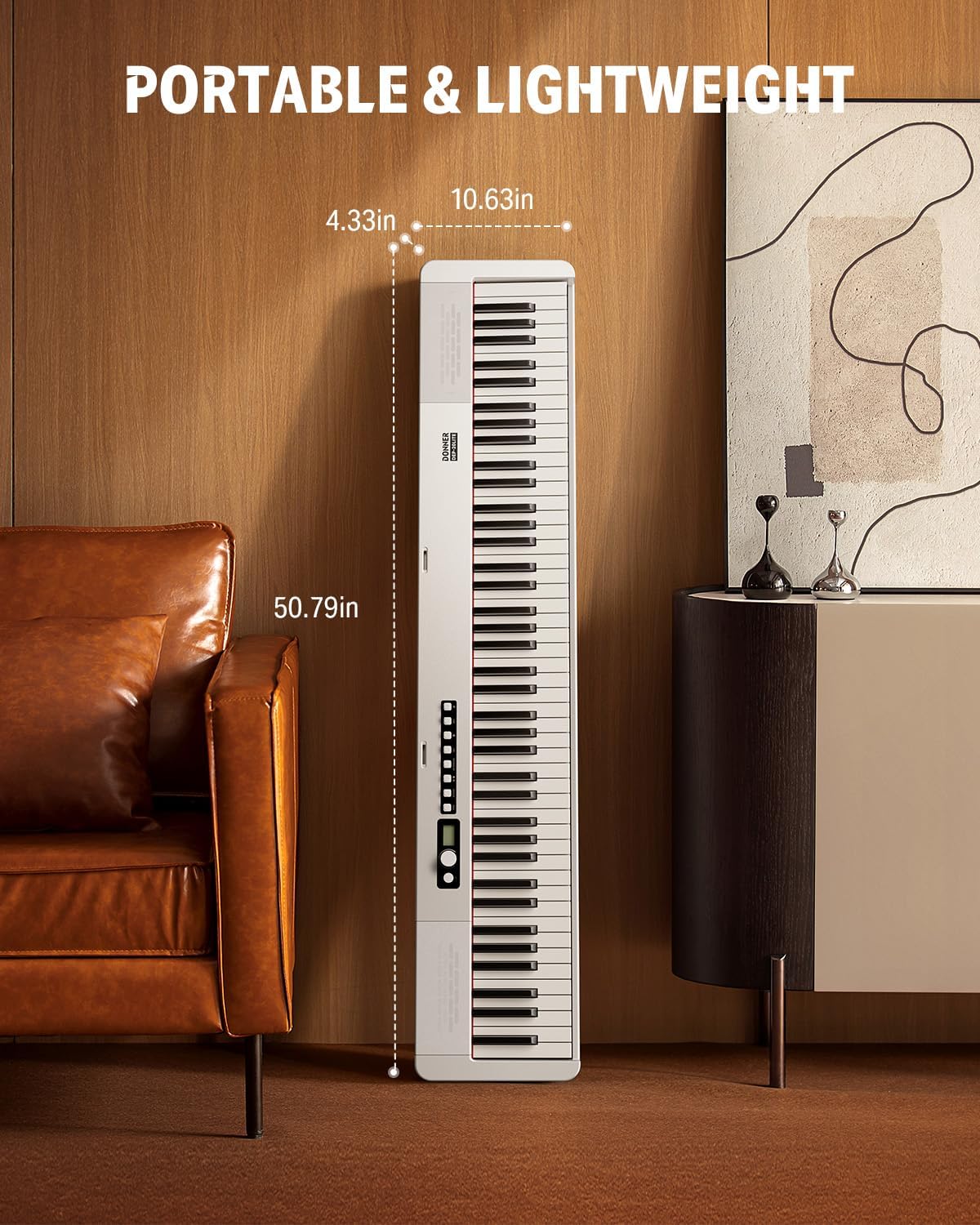 Donner DEP-20 Lite Beginner Digital Piano 88 Key Weighted Full Size Keyboard, Portable Electric Piano Set with Stand, Sustain Pedal, Keyboard Stickers for Beginners Adults, White