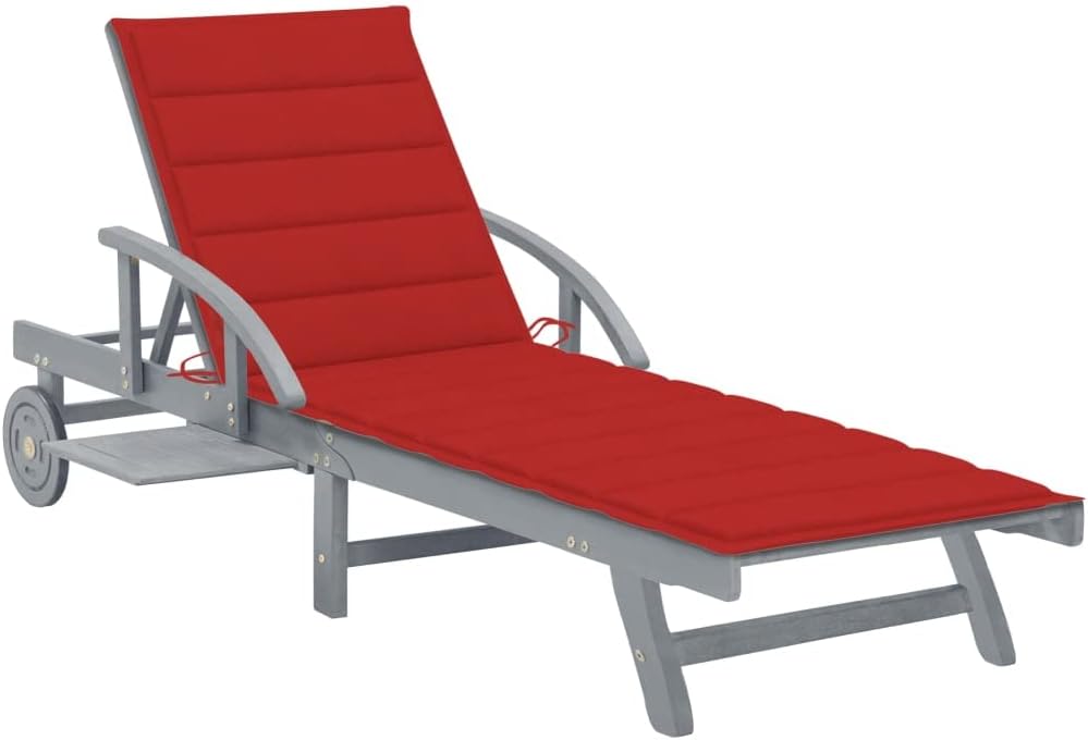Patio Lounges Patio Sun Lounger with Cushion Solid Acacia Wood