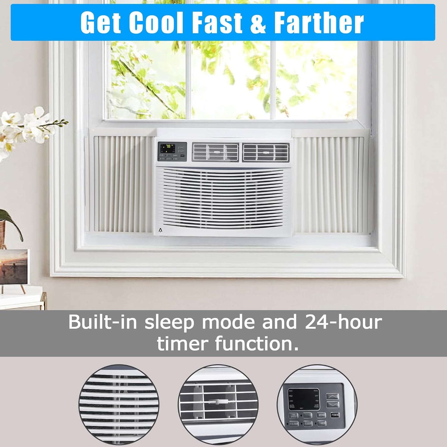 Window Air Conditioner, 10000BTU air conditioner for 450 Sq. Ft, Dehumidifying & Fan, Quiet Operation and Easy Installation, Remote Control for Home & Office