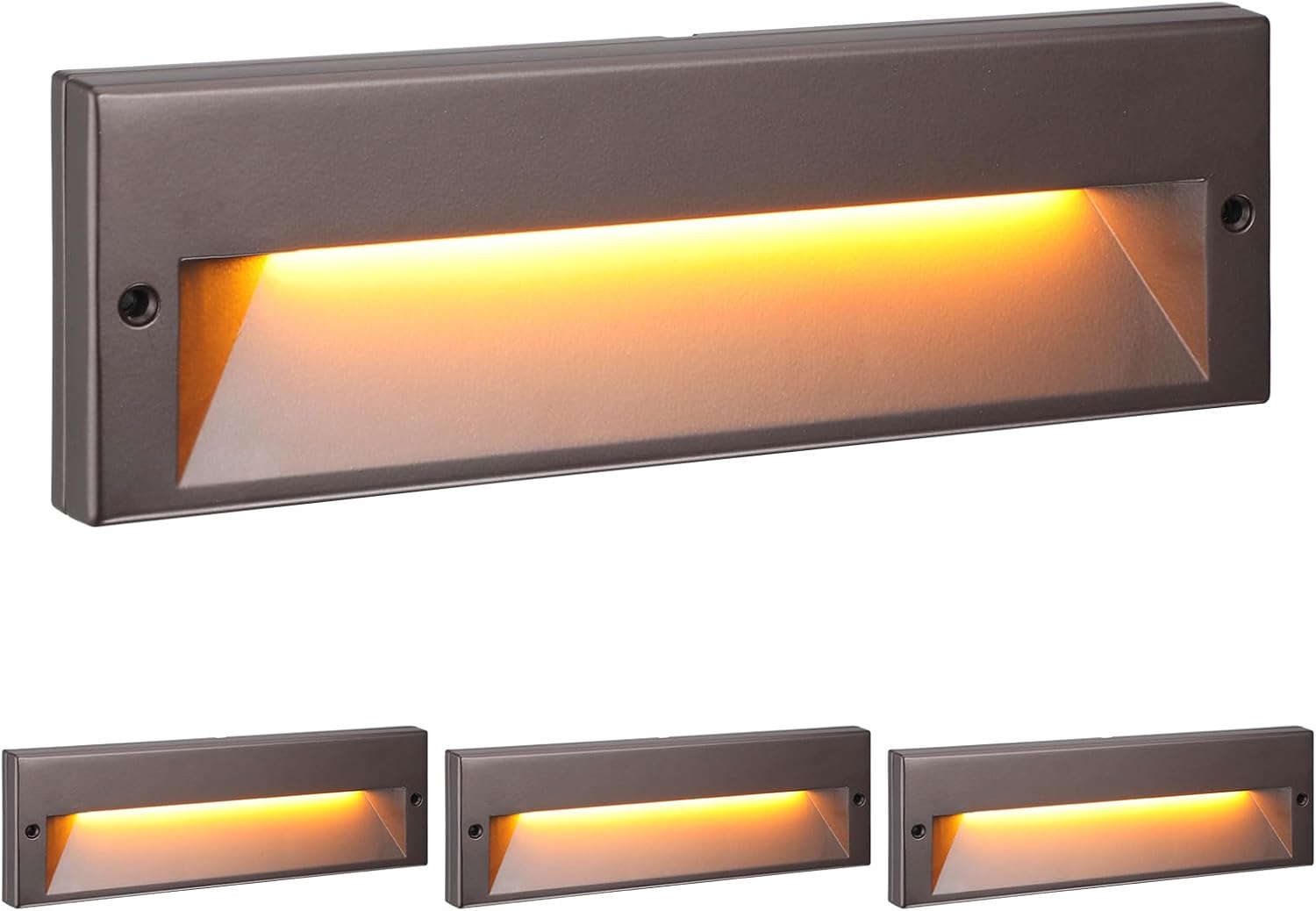 LEONLITE 10.6 Inch 5CCT LED Low Voltage Step Lights, 12–24V AC/DC 6W Surface Mount Ultra-Slim Landscape Stair Lights, IP65 Aluminum Outdoor Lighting for Decks, Hardscapes, Oil Rubbed Bronze, Pack of 3