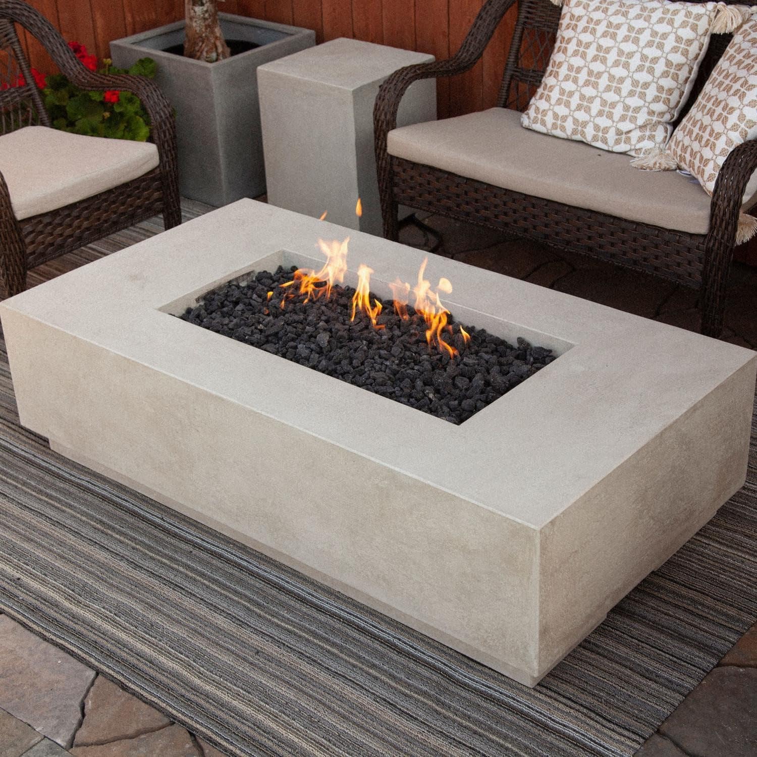 Lakeview Cascata Bay 8 60-Inch Natural Gas Rectangular Fire Pit Table - Pewter - SCPH-473-4NG