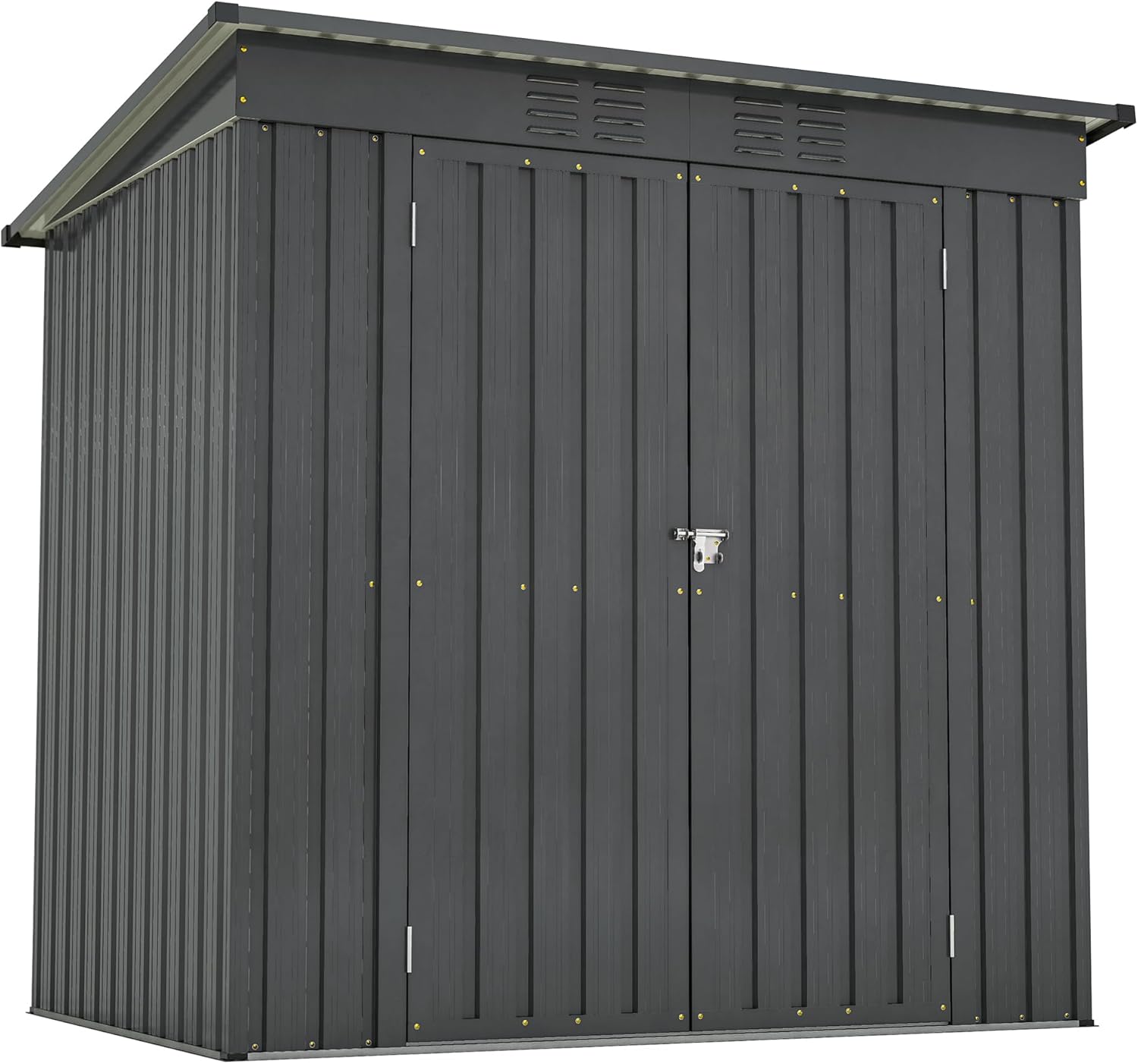 6x4 FT Outdoor Metal Storage Shed with Lockable Door & Floor Frame, Heavy-Duty Garden Tool Shed, Weatherproof Steel Utility Shed for Backyard, Patio, or Lawn Organization