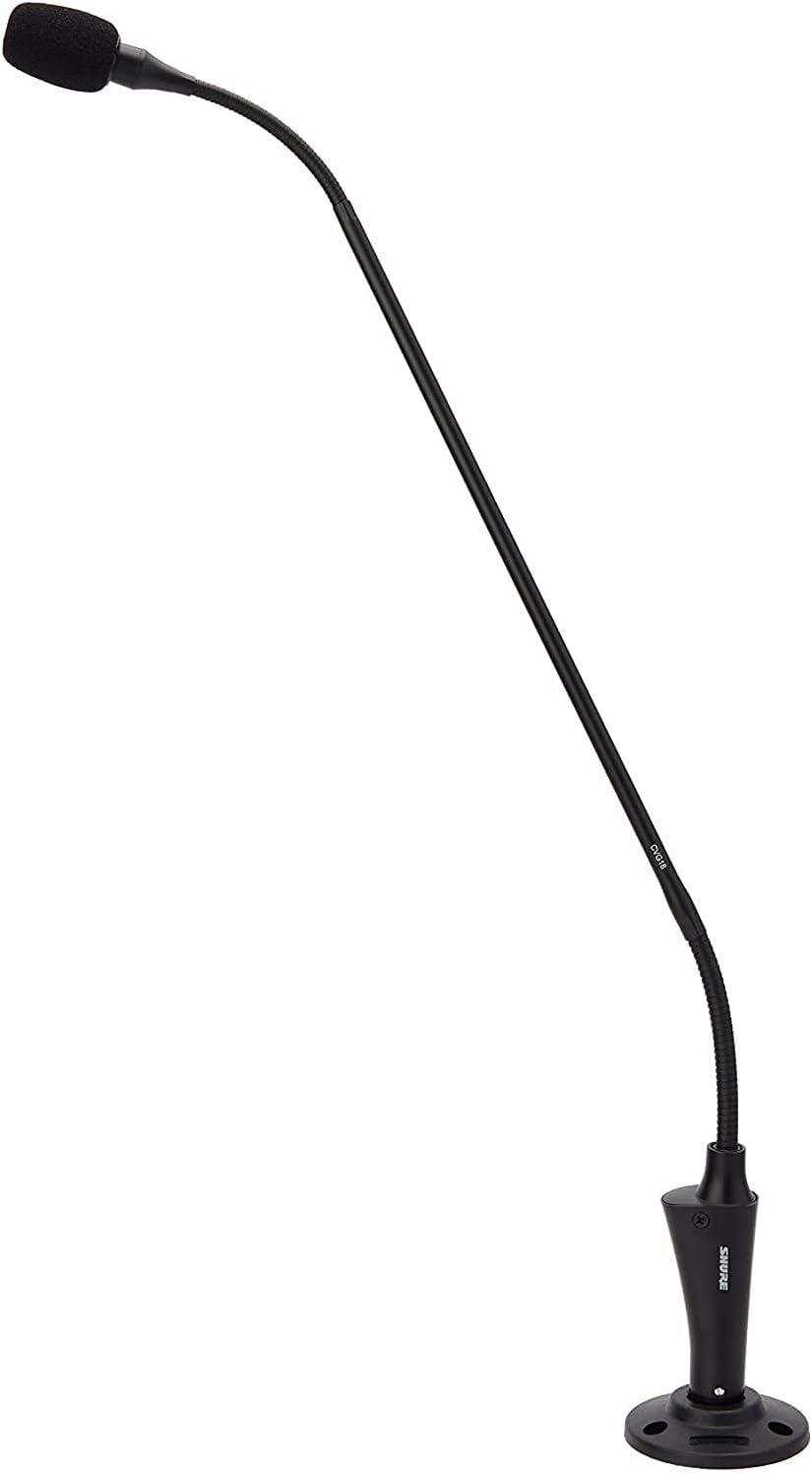 Shure CVG12-B/C Gooseneck Condenser Microphone, 12-Inch, Inline Pre-Amp, Flange Mount, Cardioid (Black) & A400SM Recessed Shock Mount for All Microflex and Easyflex Gooseneck Microphones