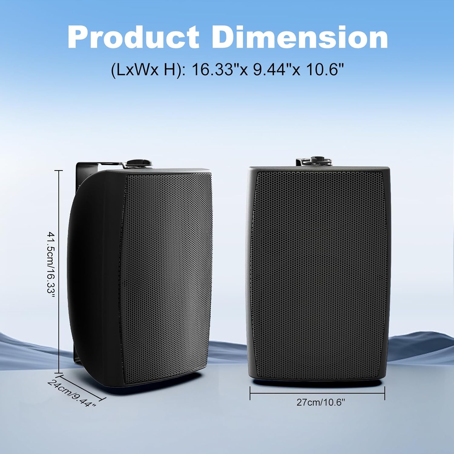 Herdio 8 Inch 600W Outdoor Speakers Passive Waterproof Wired with Powerful Bass, Wall Mount Durable Loud Sound System | Ideal for Large Spaces: Commercial Areas, Spacious Backyards, Auditorium (Black)