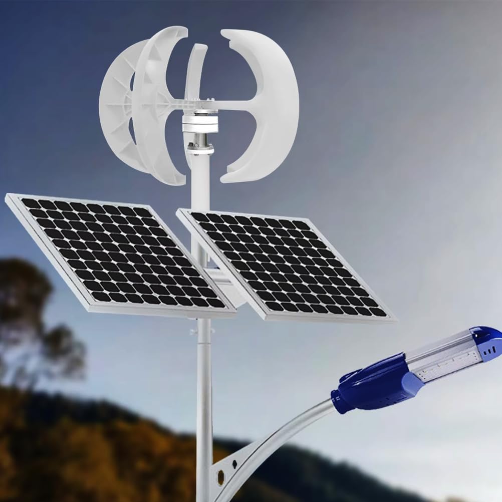 12000W 42.65Ft/S Vertical Axis Wind Turbine Generator Home Windmill Kit Hybrid Wind System with Controller for Home, Business, Industrial Energy Supply (12V, White)