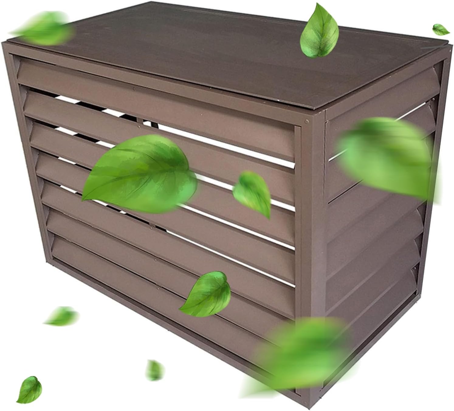 Outdoor Air Conditioner Cover For Outside Units, Window Aluminum Privacy Fence Panels, Trash Can Enclosure Flower Stand Decorative Air Conditioning Cover For Patio Lawn ( Color : Brown , Size : 2 3P