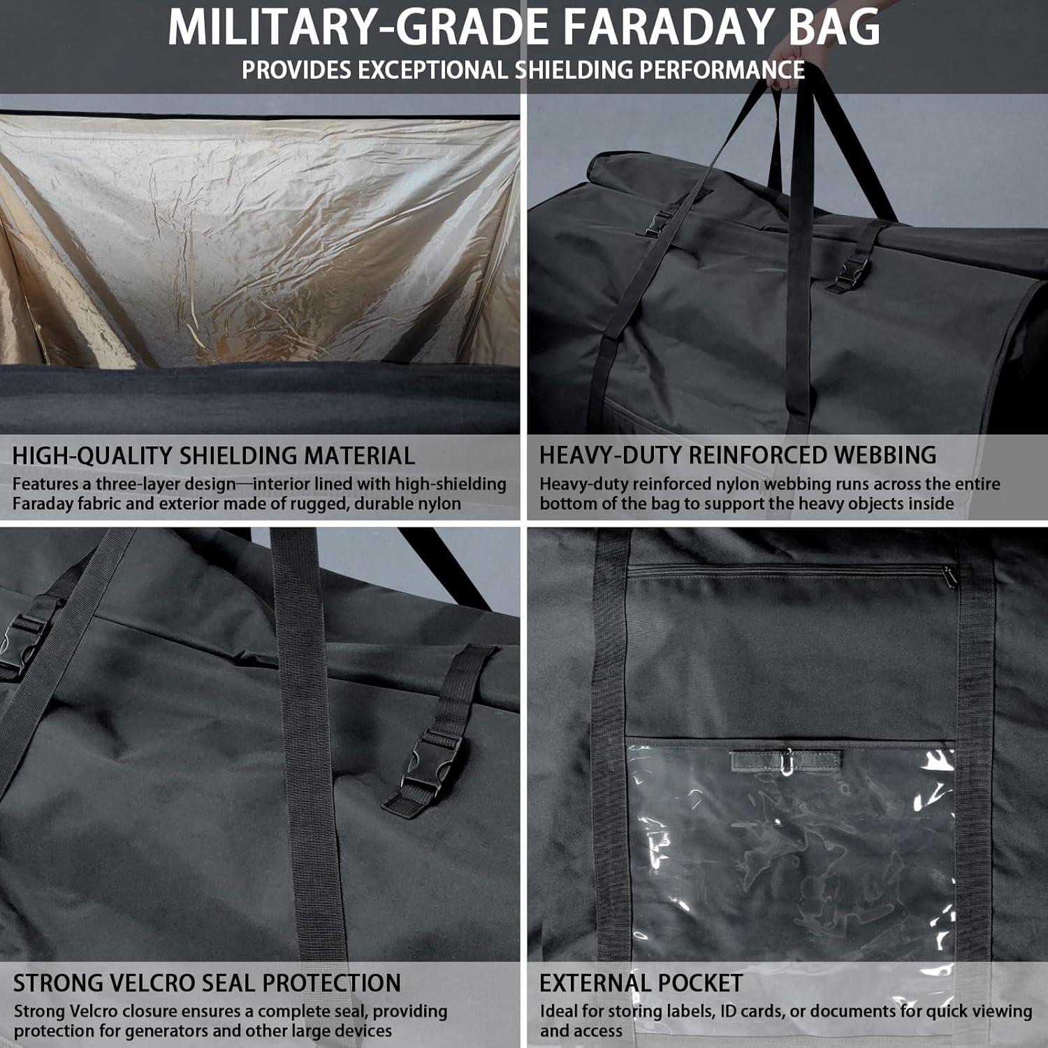 JXE JXO Faraday Bags for Generators and Large Electronics, Extra-Large Military-Grade Faraday Bag for Digital Forensics, Protect Electronics from Damage, Privacy Security, Anti-Hacking, Anti-Spying