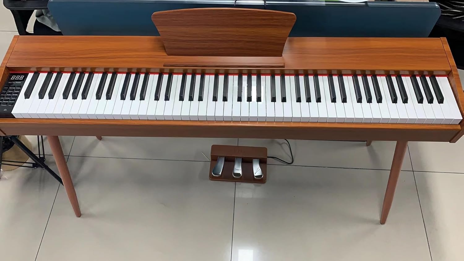 LANDTOM DDT-5130 88-Key Digital Keyboard Piano, Wooden Electric Hammer Weighted Full Size Keyboard Piano, with 3-Pedal, MIDI Connection, Multi-Functional Keyboard and Stand (Brown)