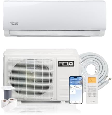 ACiQ 20 SEER2 Essentials 9000 BTU Comfortable Inverter Mini Split AC/Heating System, 0.75 Ton White Wall Mount Ductless Heat Pump AC Unit, with 16ft Installation Kit | WiFi Control, 208/230V, R454B