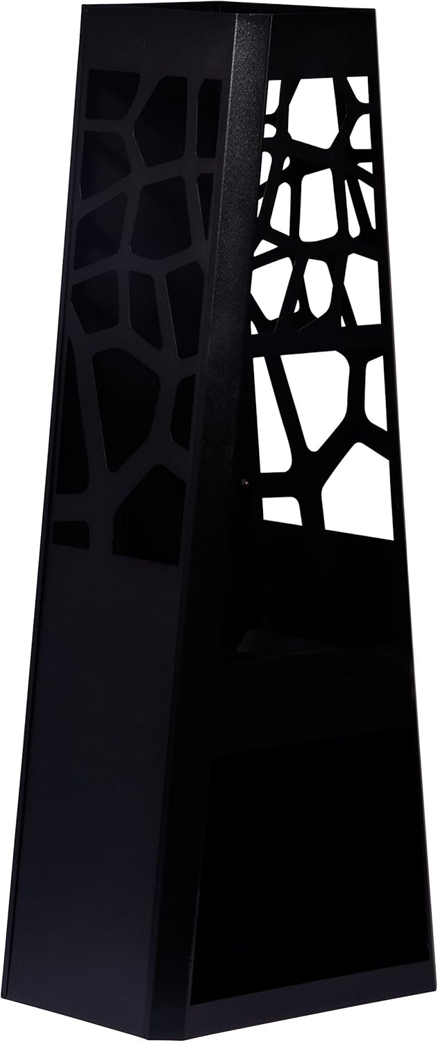 35424 Garden Stove XL Square Patio Stove Large with Storage Space for Firewood, Fire Pit Steel Powder-Coated Black 48 x 30.5 x 124 cm