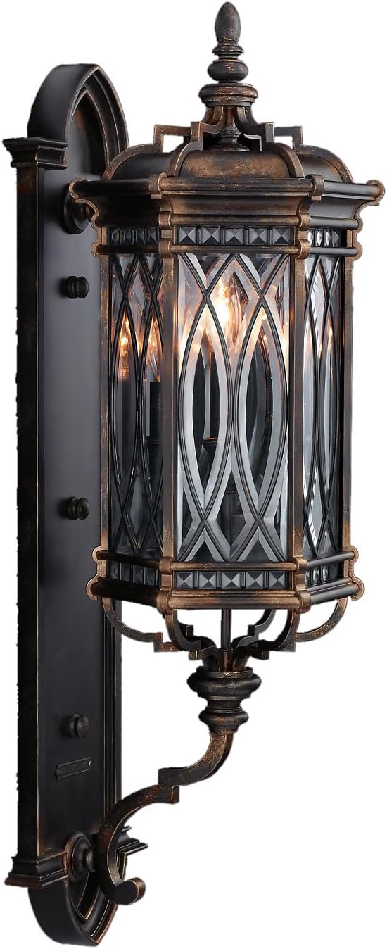 612281, Warwickshire Outdoor Wall Sconce Lighting, 180 Total Watts, Patina
