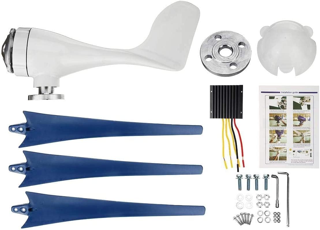 LiuSj JUnSt No Noise 3 Blades Wind Turbine Generator Kit, 12000W Vertical Wind Turbine Motor with Charge Controller Kit for Home Use