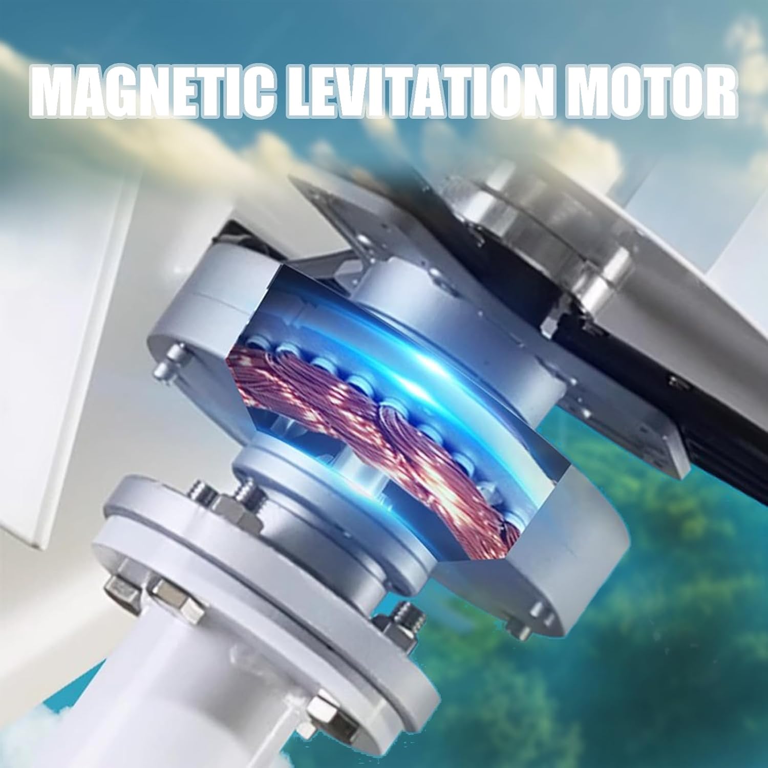 Vertical Axis Wind Turbine Generator 2000W with Controller for Home Street Lighting ，3 - Blades Helical Magnetic Levitation Shaft， Ideal for Home,RV，Factory, Street Lighting