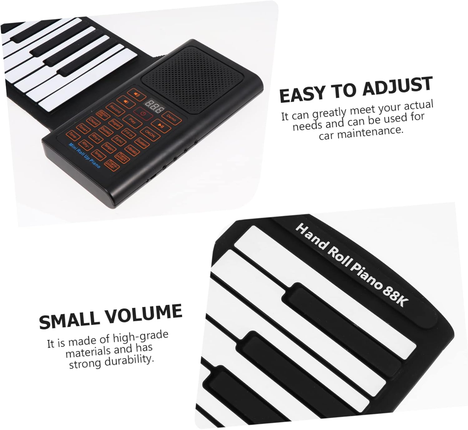 Generic Key Portable Electronic Up Piano Foldable Keyboard with Recording Multi Finger Chord Accompaniment USB Connection for Music Learning and Entertainment