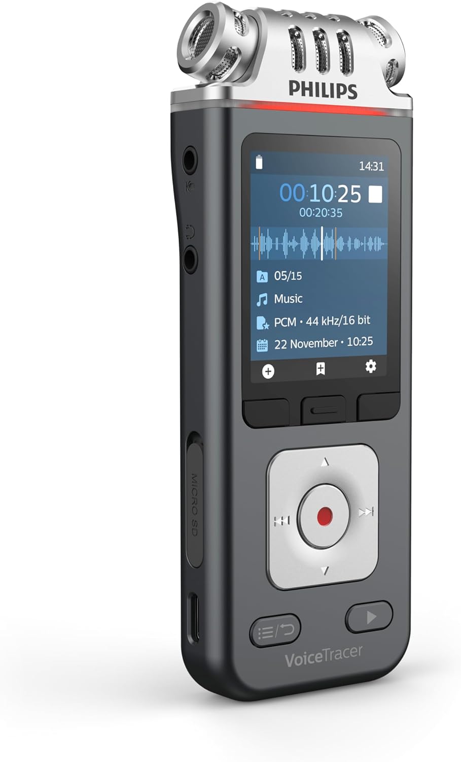 Philips VoiceTracer DVT6115 Music Recorder with Sembly AI Speech-to-Text Software Trial