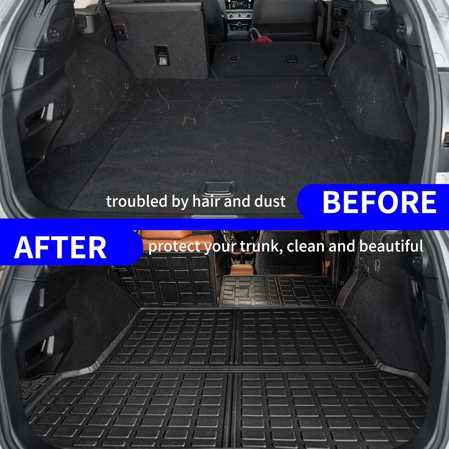 Rongtaod Floor Mats Compatible with 2020-2025 Subaru Outback Trunk Mat Cargo Mat Cargo Liner Back Seat Cover Protector 2024 Outback Accessories (Trunk Mat+Backrest Mats+Floor Mats)