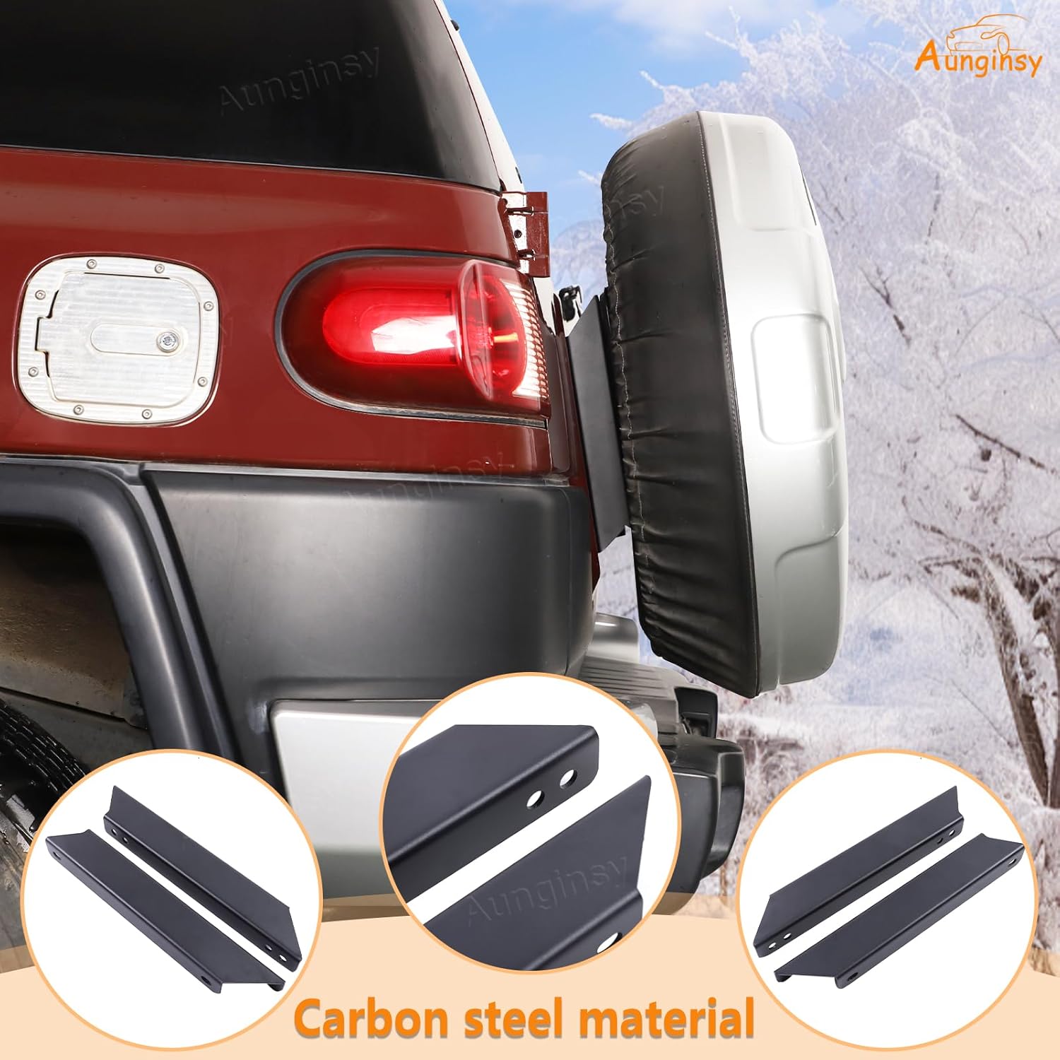 Aunginsy Car Spare Tire Carrier Mount Compatible with Toyota FJ Cruiser 2007-2021 Rear Spare Tire Height Increasing Bracket Rear Spare Wheel Heighten Holder Reinforcement Rack Replacement Accessories