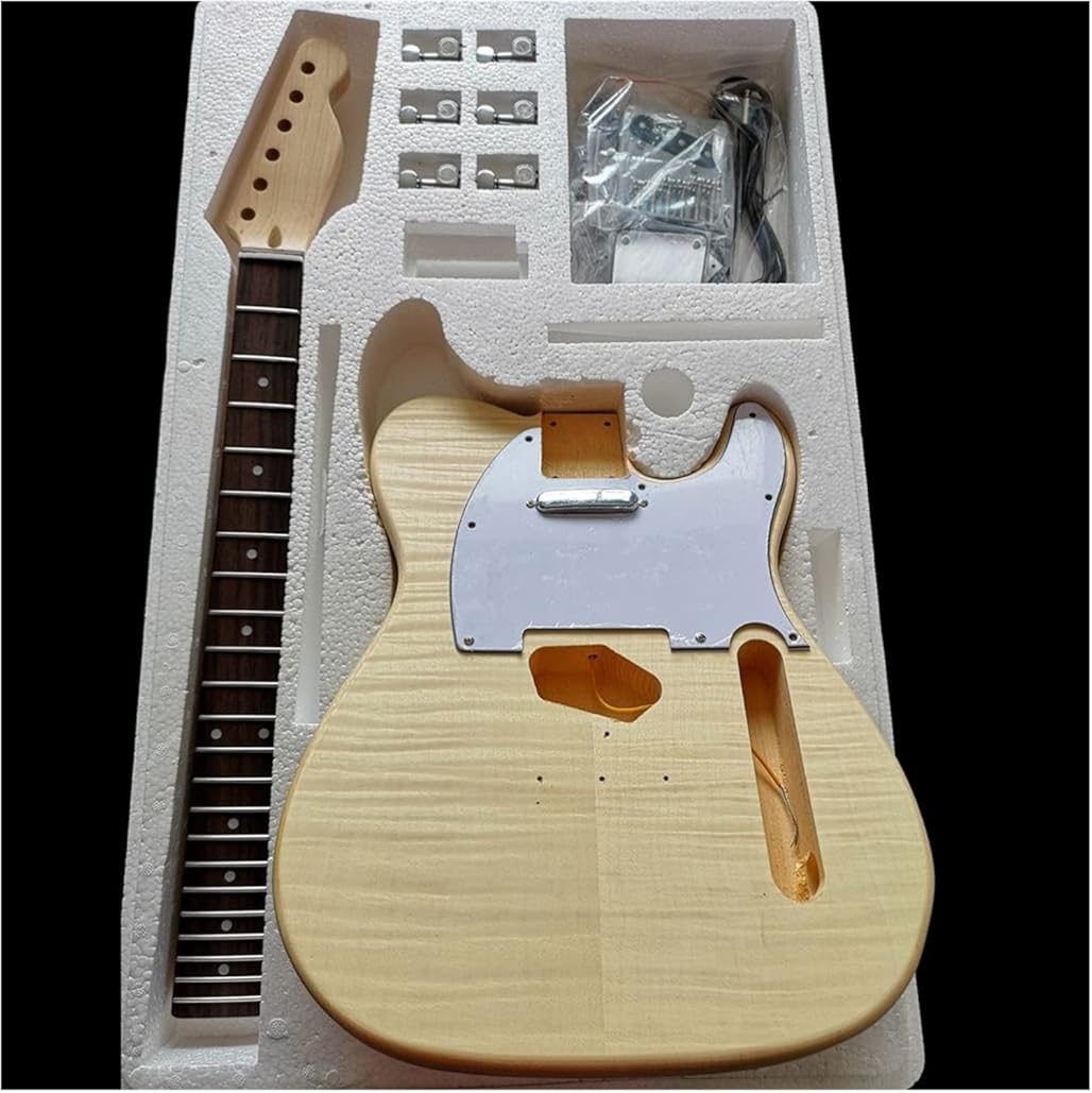 Maple Tiger Pattern Maple Electric Guitar Basswood Body Neck Rosewood Fingerboard DIY Combination Unfinished Guitar Body (Color : 20)