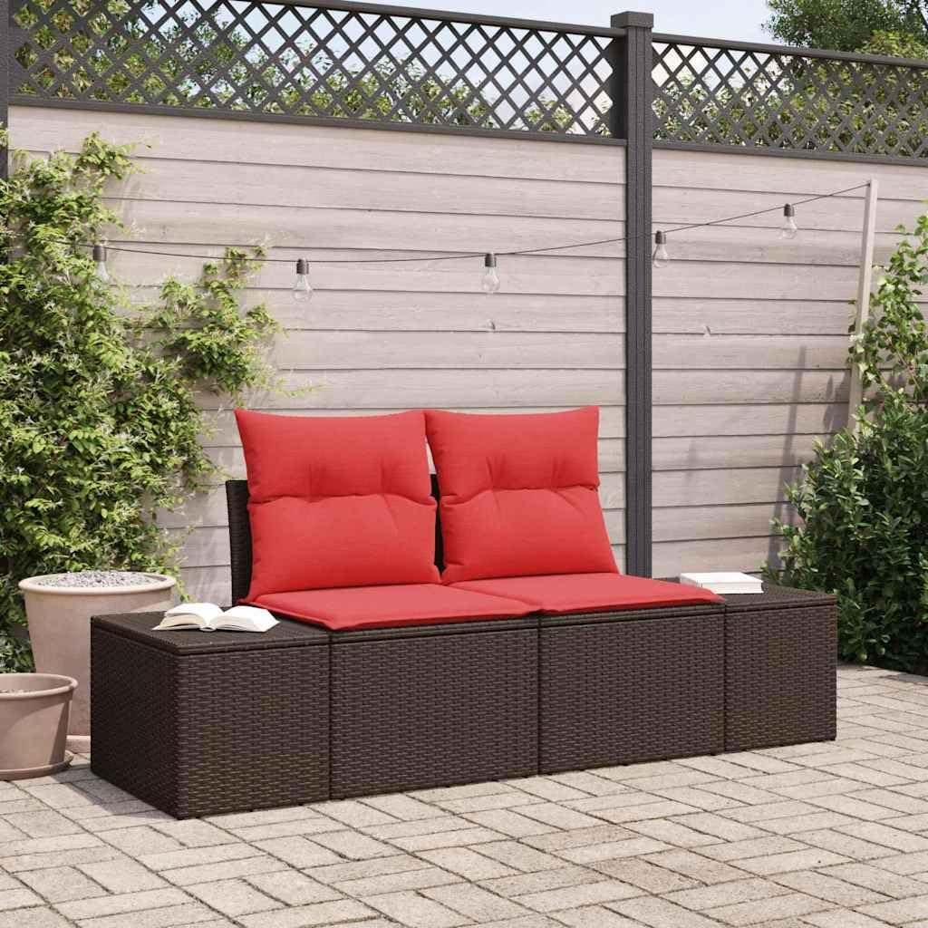 Modular Garden Sofa with Cushion, 184x62x69cm Poly Rattan, UV-Resistant Outdoor Couch, Weather-Resistant Patio Furniture Set for Deck