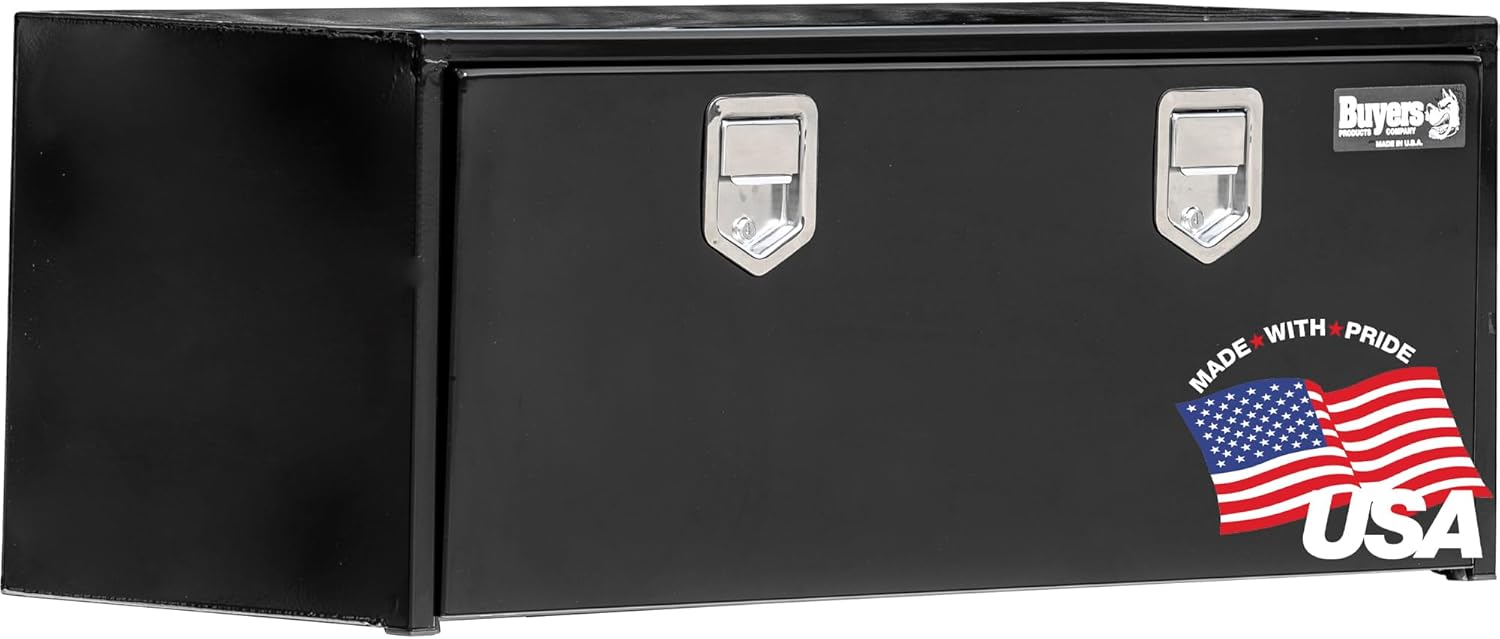 Buyers Products 1702110 Steel Underbody Truck Box with Lockable Paddle Latch, 18x 18x 48 Inch, for Work/ Utility Truck, Storage and Organizer, Made in the USA, Black