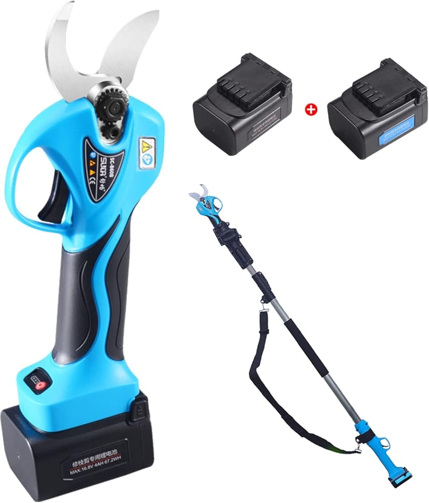 GeRRiT 16.8V Pruning Shears Battery Powered Cordless Electric Secateurs Garden Scissors MAX 32mm Branch Trimmer Rechargeable Portable no Pole/with Extension Rod