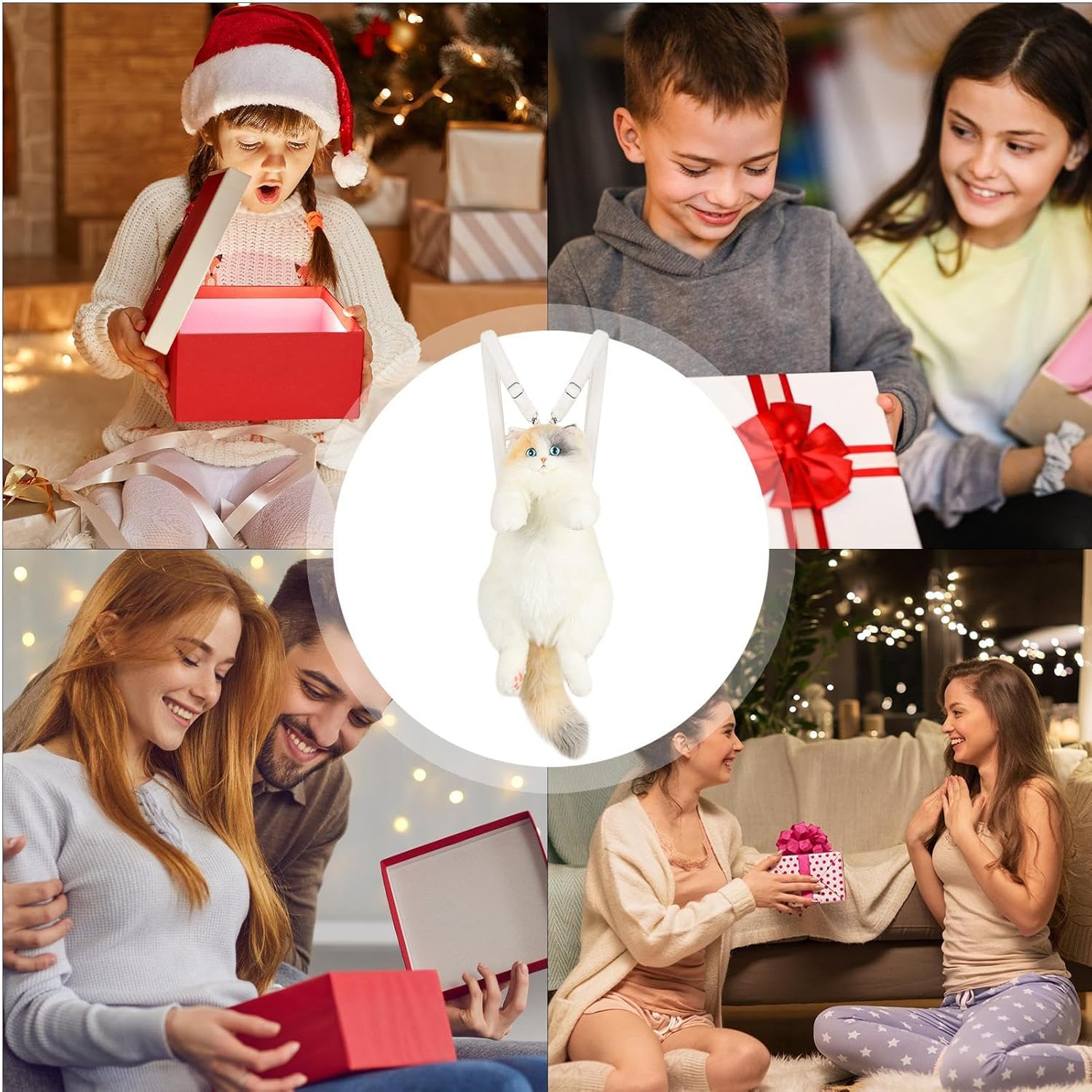 Stuffed Realistic Cat Plush Backpack – Handmade Wool Soft Texture | Simulation Cat Shaped Bag Cute Carry Pack | Lightweight Fashion Storage Accessory For School Travel Cosplay And D