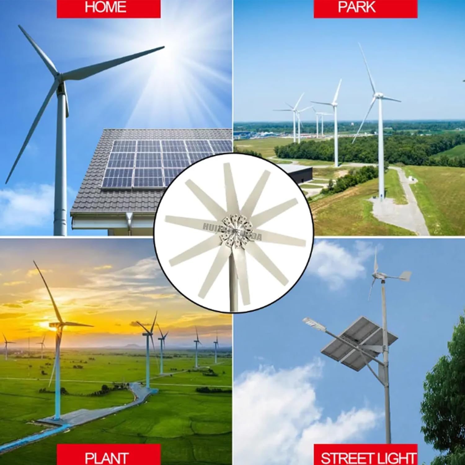 48v, 12000W Portable Vertical Wind Power Turbine Generator Kit,2M/S Wind Speed Starting Wind Power Generator with Charge Controller