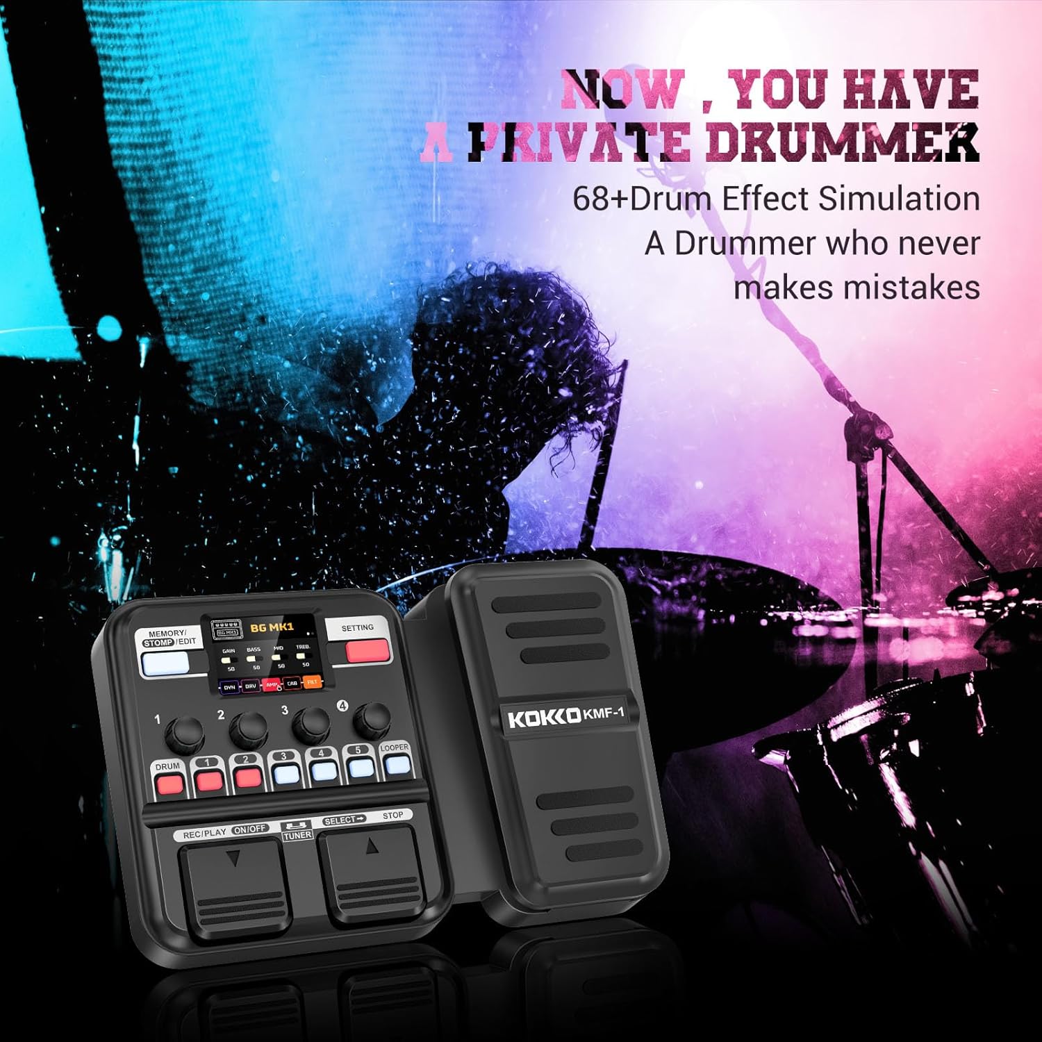 KMF-1 Guitar Pedal, Guitar Multi Effects Processor Pedal | Amp Modeling, IR Loading, Expression Pedal & Color Display | Portable Multi-Effects Unit for Live, Studio, Practice