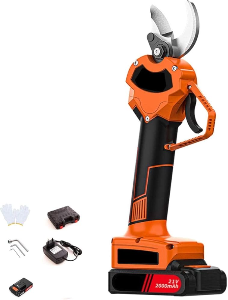 35mm 800w Cordless Electric Pruner Pruning Shear Secateur, 21V Garden Tree Bonsai Pruning Scissors Branch Cutter-3 batteries ()