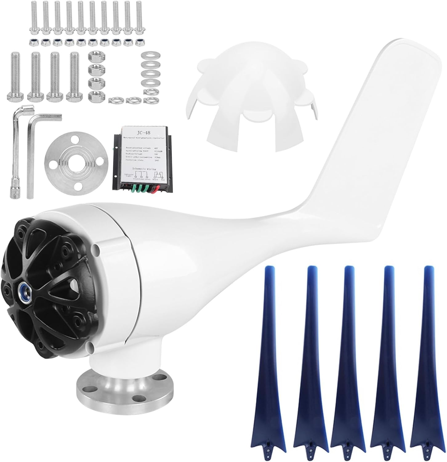 5 Wind Turbines Kit 1200W Wind Generator Kit Wind Turbines Generator Kit 5 Small Windmill Generator Industrial Supplies Science Kits (12V)(Blue,48V)