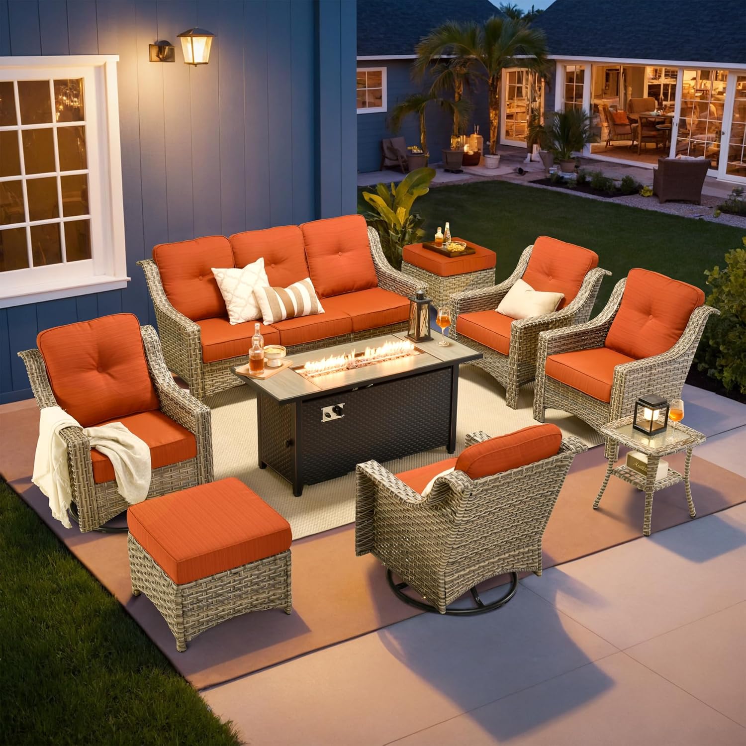 Outdoor 9 Pieces Coversation Set with 54
