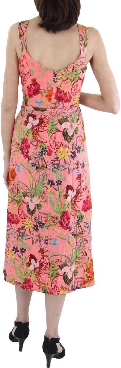 Anne Klein Women's Scooped Neck a Line Midi Dress with Belt