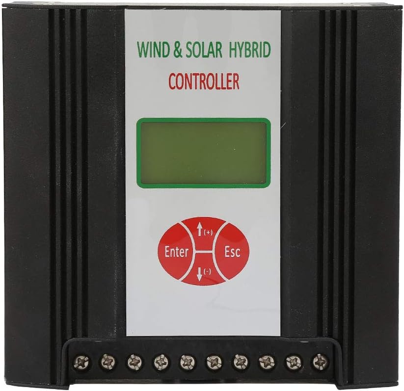 Hybrid Wind Solar Charge Controller 24V 300W 400W 600W High Efficiency LCD Display Protection for Off Grid Power Systems (Fan 600w Solar Energy 300w)