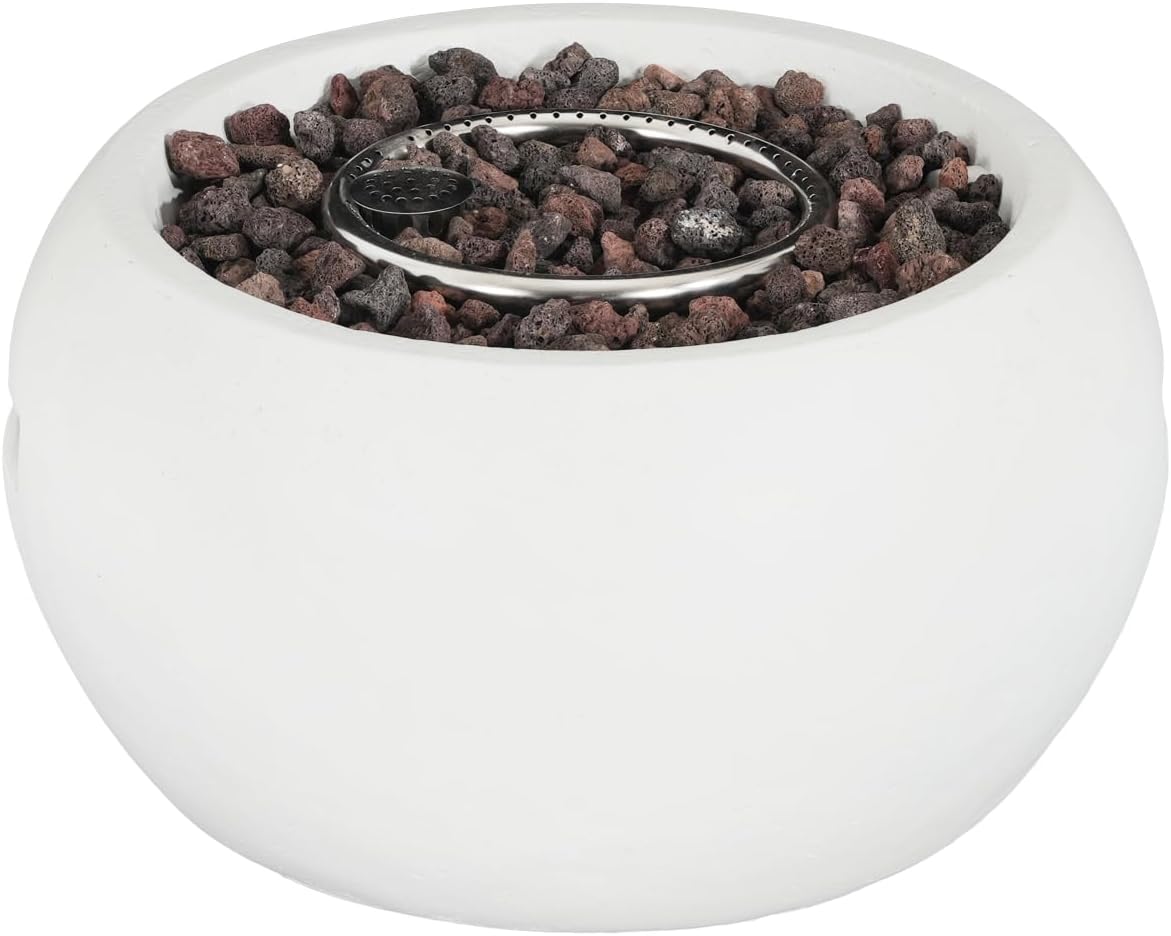 Patio Propane Fire Pit, 40,000BTU, White Magnesium Oxide Efficient Heat Outdoor Lawn Cozy Gathering