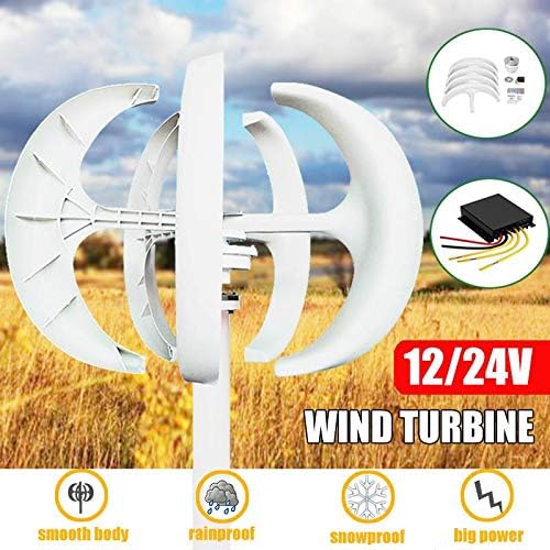 8000W 12V 24V 5 Blades Lantern Vertical Axis Permanent Magnet Wind Turbine Generator Motor Kit with Controller for Streetlight,12v