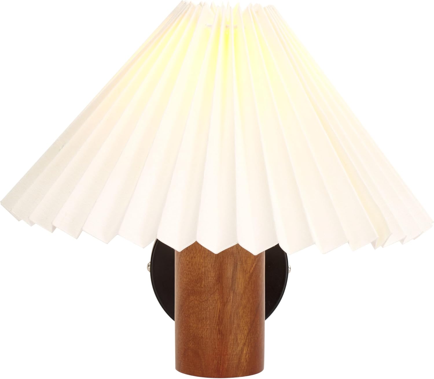 SAFAVIEH Lighting Collection Luli Walnut & Black Pleated Shade Wall Sconce Light Fixture