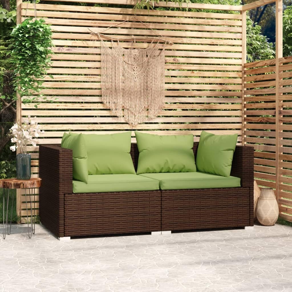 Patio Loveseat with Cushions Brown Poly Rattan, Patio 2Seater Sofa: Modular Design for Outdoor Relaxation and Versatility Furniture Sets for Patio, Lawn & Garden
