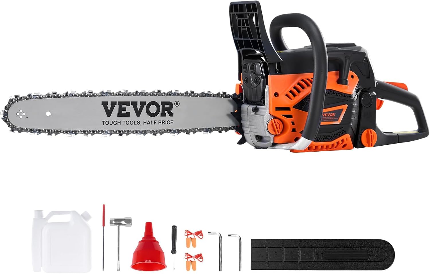 VEVOR Gas Chainsaw 52CC 2-Cycle Gasoline Powered Chainsaw 18 Inch Handheld Cordless Petrol Chain Saws For Forest, Wood, Garden and Farm Cutting Use