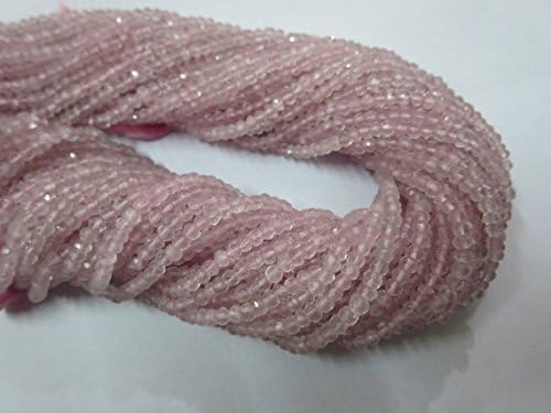 100 strings lot natural rose quartz micro rondelle beads facited 3.50 mm 14