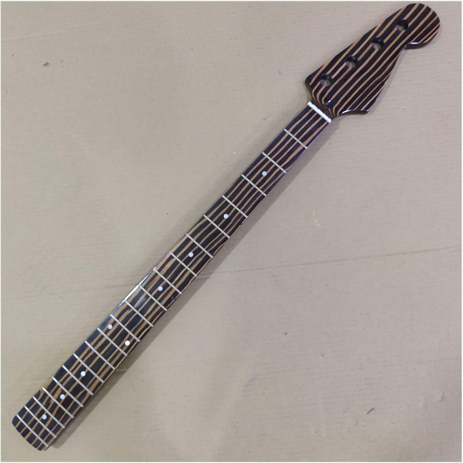 4 String Zebra Wood 20 Frets P Bass Guitar Neck Replacement 34 Inch Guitar ​Neck Replacement