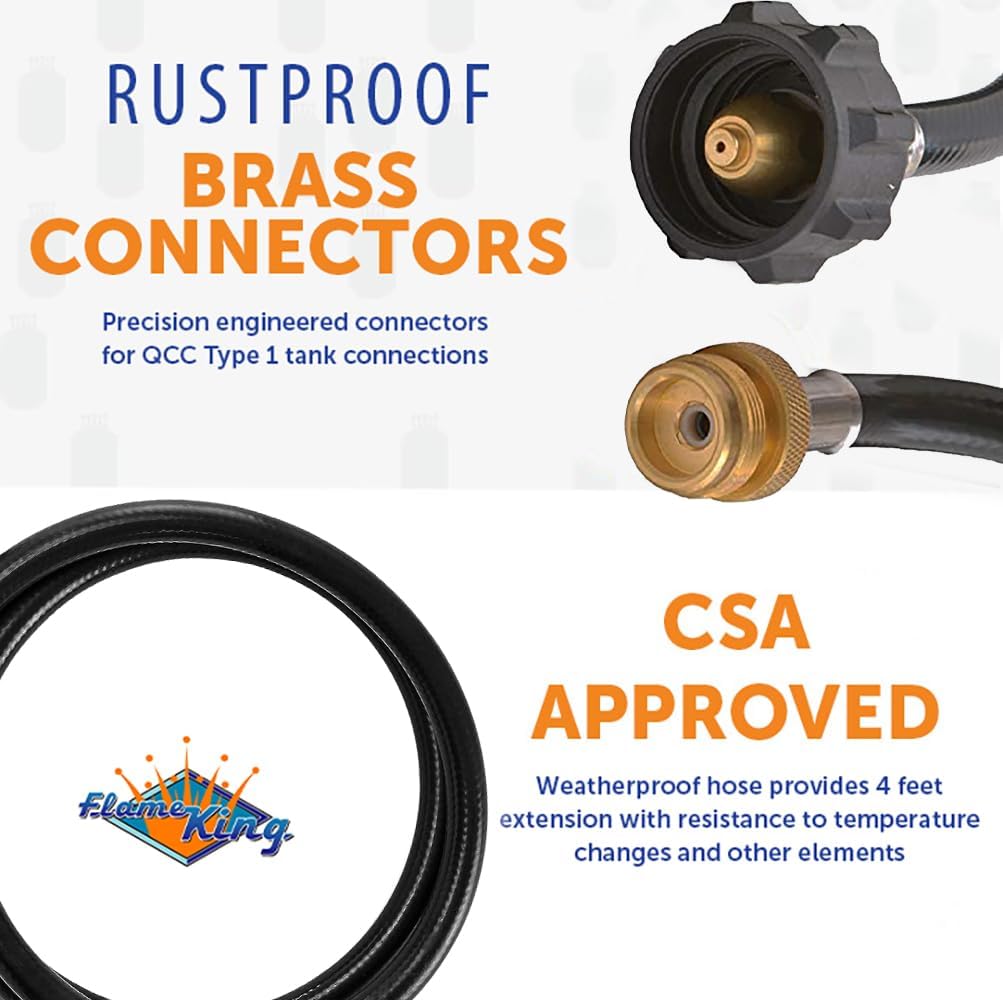 Bundle of Flame King Mini Tabletop Fire Pit, Dual Fuel Propane and Butane, Smokeless Odorless Flame + 4-Feet Propane Adapter Hose Connects 1LB Appliance to 20LB Propane Tank