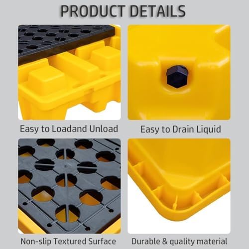 Oil Drum Tray,Lightweight Nestable Floor Pallets Drum Spill Containment Platform Leak-Proof Plastic Pallet Forklift Trucks Pallet Oil Drum Leakage Tray(130 * 68 * 15cm)