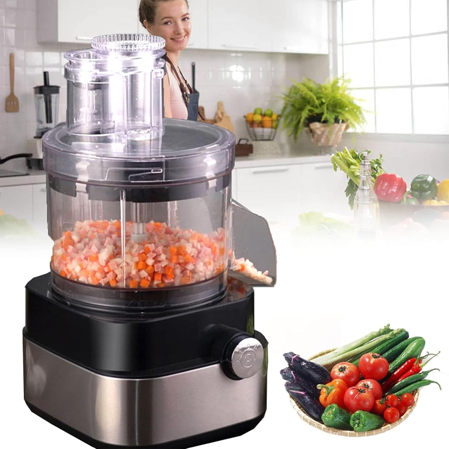 Commercial Vegetable Dicer Electric Fruit Dicing Machine Electric Carrot Potato Onion Granular Cube Cutting Shredder Food Processor, Grater Multifunctional Meat Grinder Blender
