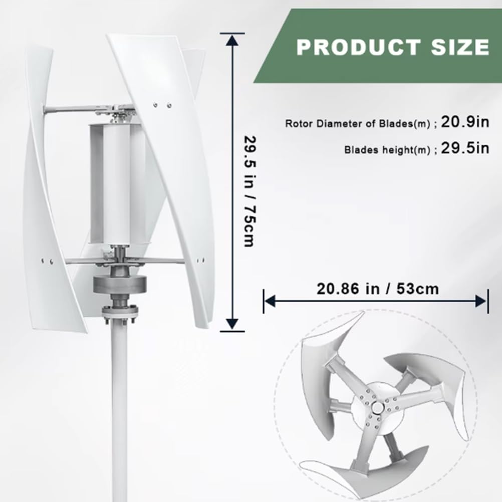 3000W 220V Wind Turbine Generator,Wind Power Kit 3 Blades W/Power Inverter Converter Low Noise Home Windmill Generator for Residential Use, Off-Grid Systems