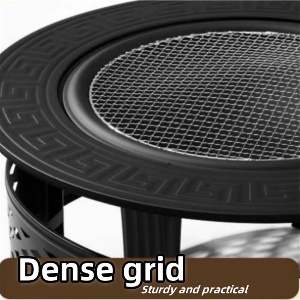 Wood Burning Firepits for Outside, Round Multi Function Fire Pits for Outside, Fire Pit for Home Barbecue, Camping, Fire Pit Table with Protective Cover and Fire Hook