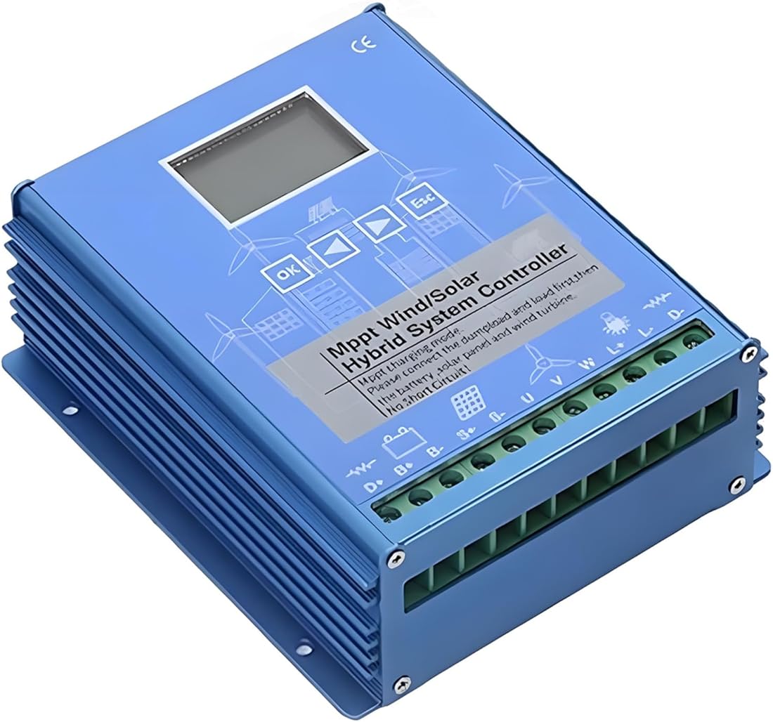 Wind Solar Hybrid Charge System,Wind Solar Hybrid System Mppt Charge Controller,Solars Panel Battery Intelligent Regulator with LCD Screen,for Homes,Boats,& Streetlights 4000W