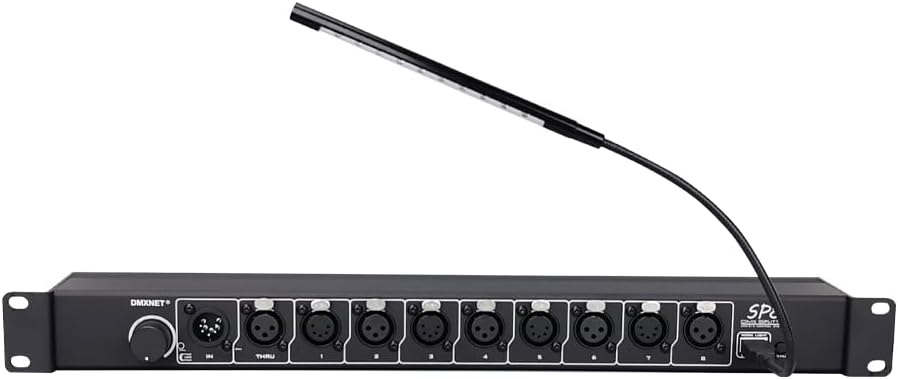 8-Port Opto-Isolated DMX Splitter/Amplifier/Isolator, LED Indicator, XLR-(3/5 PIN) USB Adjustable Work Light, DMX View Function, Bulit-in Termination,19 Inch Rack Mountable
